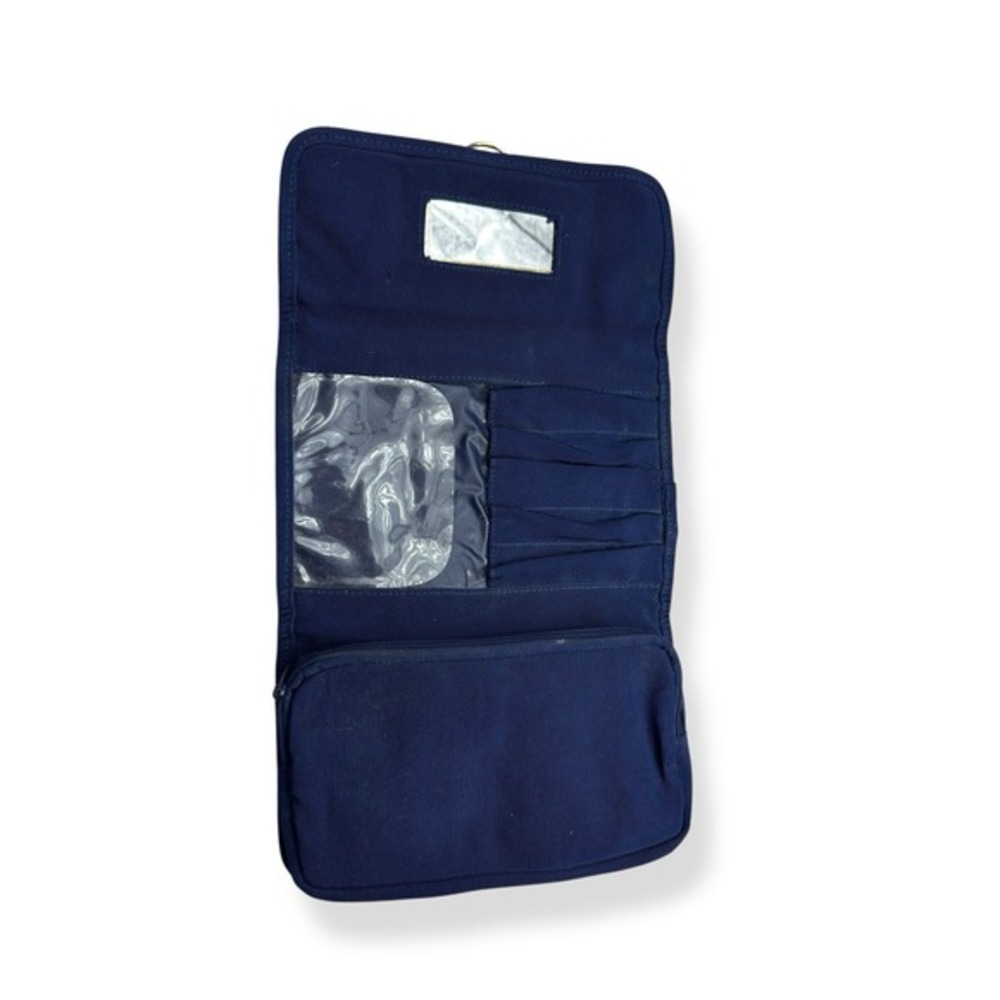 Christian Dior Navy Blue Nylon Clutch with Gold Accent and Built-in Mirror Vtg - Picture 3 of 5